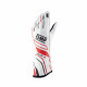 Mănuși Mănuși de protecție curse OMP ONE-S cu omologare FIA (cusături exterioare) alb/roșu | race-shop.ro