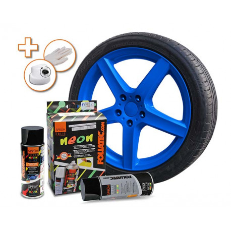 Spray și folie auto Kit vopsea cauciucată albastră FOLIATEC NEON BLUE + BASECOAT | race-shop.ro