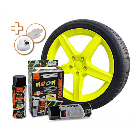Spray și folie auto Kit vopsea cauciucată galbenă FOLIATEC NEON YELLOW + BASECOAT | race-shop.ro