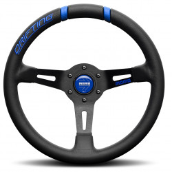 Volan sport cu 3 spițe MOMO DRIFTING, 330mm, piele, adâncime 88mm, negru/albastru