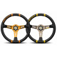 Promoții Volan sport cu 3 spițe MOMO DRIFTING 350mm, piele, galben | race-shop.ro