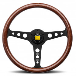 Volan sport cu 3 spițe MOMO INDY HERITAGE, 350mm, lemn, adâncime 37mm, maro/negru