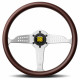 Volane sport Volan sport cu 3 spițe MOMO SUPER GRAND PRIX, 350mm, lemn, adâncime 37mm, maro/argintiu | race-shop.ro
