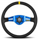 Volane sport Volan sport cu 2 spițe MOMO MOD.03, 350mm, piele, adâncime 87mm, negru/albastru/galben | race-shop.ro