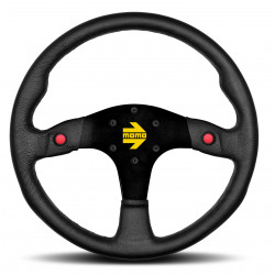 Volan sport cu 3 spițe MOMO MOD.80 NEW, 350mm, piele, adâncime 33mm, negru/roșu