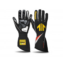 Mănuși de curse MOMO CORSA R cu omologare FIA (cusătură externă) negru