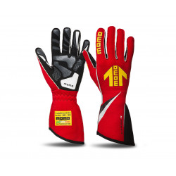 Mănuși de curse MOMO CORSA R cu omologare FIA (cusătură externă) roșu