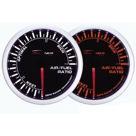 DEPO White and Amber 60mm Ceas indicator raport aer-combustibil DEPO Racing - seria WA 60mm | race-shop.ro