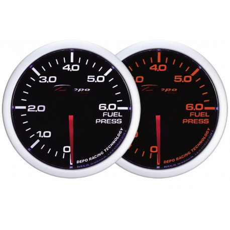 DEPO White and Amber 60mm Ceas indicator presiune combustibil DEPO Racing - seria WA 60mm | race-shop.ro