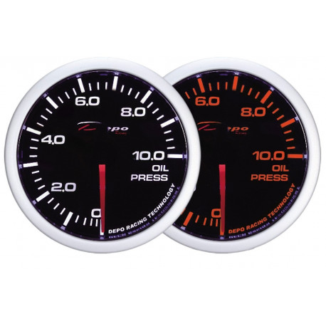 DEPO White and Amber 60mm Ceas indicator presiune ulei DEPO Racing - seria WA 60mm | race-shop.ro
