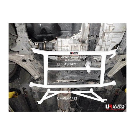 Bară rigidizare Mitsubishi EVO X UltraRacing Bară rigidizare podea mijloc jos 4-puncte 1422 | race-shop.ro