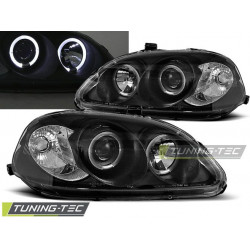 Faruri Honda Civic 09.95-02.99 Angel Eyes negru