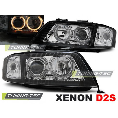 Iluminare auto Faruri xenon Angel Eyes negru pentru Audi A6 06.01-05.04 | race-shop.ro