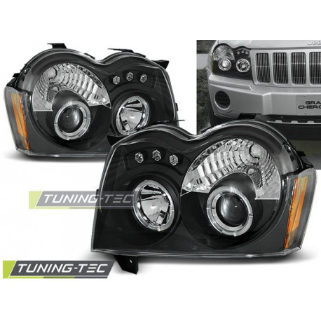 Iluminare auto Faruri Chrysler Jeep Grand Cherokee 05-08 Angel Eyes negru | race-shop.ro
