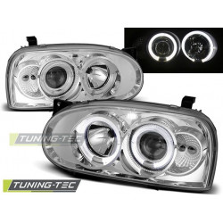 Faruri Angel Eyes crom pentru VW Golf 3 09.91-08.97
