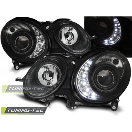 Iluminare auto Faruri lumină de zi negru pentru Mercedes W211 E-Class 03.02-04.06 | race-shop.ro