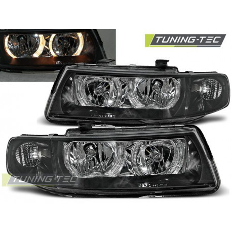 Iluminare auto Faruri Angel Eyes negru pentru Seat Leon / Toledo 04.99-08.04 | race-shop.ro