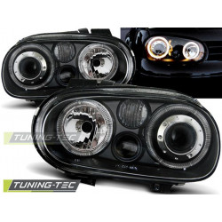 Faruri Angel Eyes negru pentru VW Golf 4 09.97-09.03