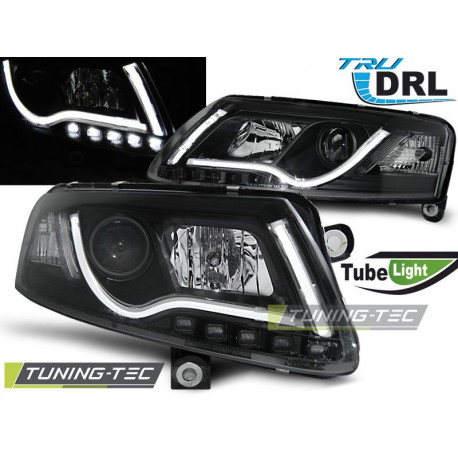 Iluminare auto Faruri tube light DRL negru pentru Audi A6 C6 04.04-08 | race-shop.ro