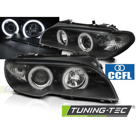 Iluminare auto Faruri Angel Eyes CCFL negru pentru BMW E46 04.03-06 coupe cabrio | race-shop.ro
