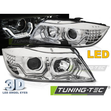 Iluminare auto Faruri Angel Eyes led 3D crom pentru BMW E90/E91 05-08 | race-shop.ro