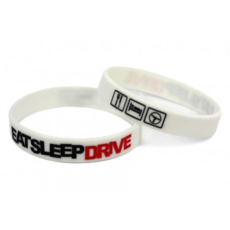 Rubber wrist band Eat Sleep Drive brățară silicon (Albă) | race-shop.ro