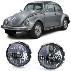 Faruri neagră fumuriu H4 pereche pentru VW Beetle + Convertible din 73