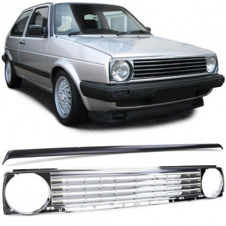 Body kit și tuning vizual Grilă radiator fără emblemă crom cu spoiler de grilă pentru VW Golf 2 83-91 | race-shop.ro