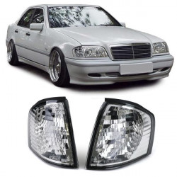 RACES semnalizatoare față pentru Mercedes W202 C class 93-00, transparent, alb