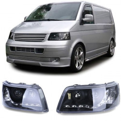 Faruri cu LED lumină de zi negru pentru VW Transporter Bus T5 03-09